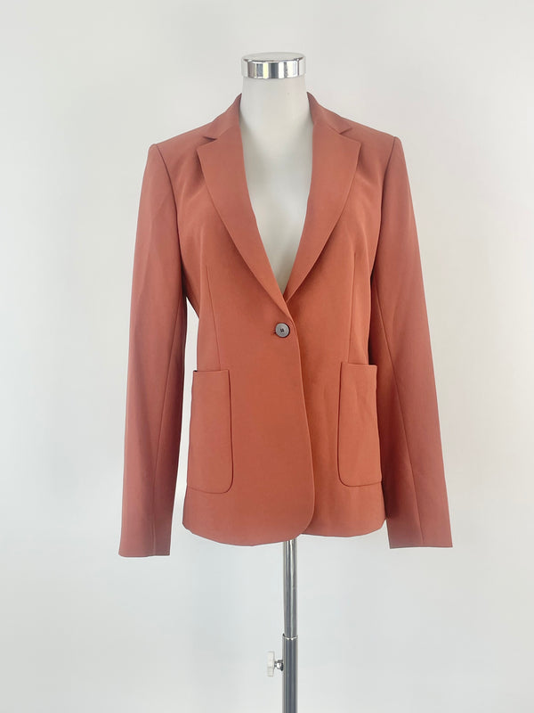 Theory Clay Red 'Gabrielle P2' Crepe Fitted Blazer - AU8/10