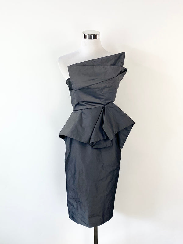 Carla Zampatti Slate Grey Strapless Dress - AU8