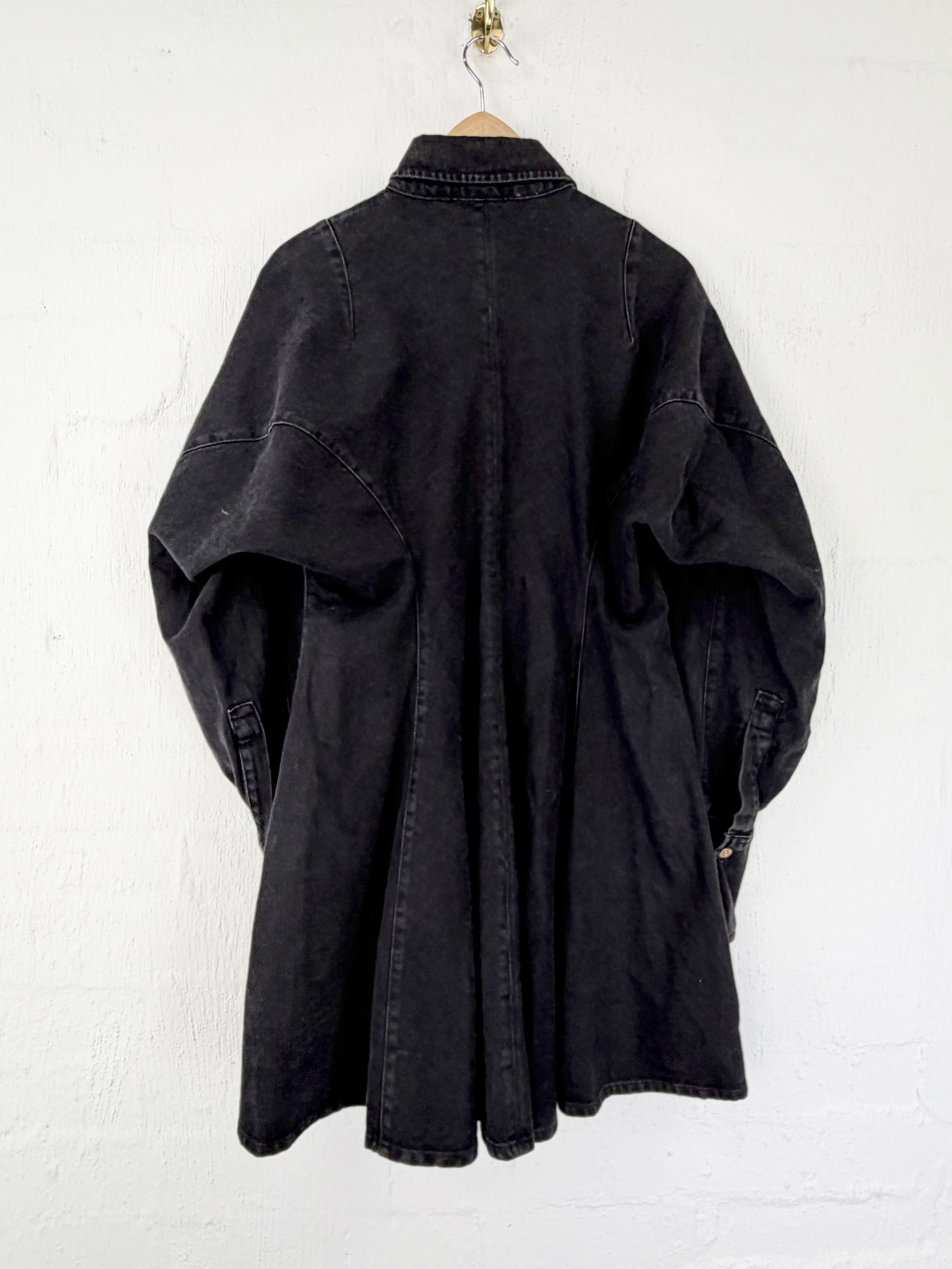 Vintage Scanlan Theodore Black Denim Button Down Midi Dress - AU12