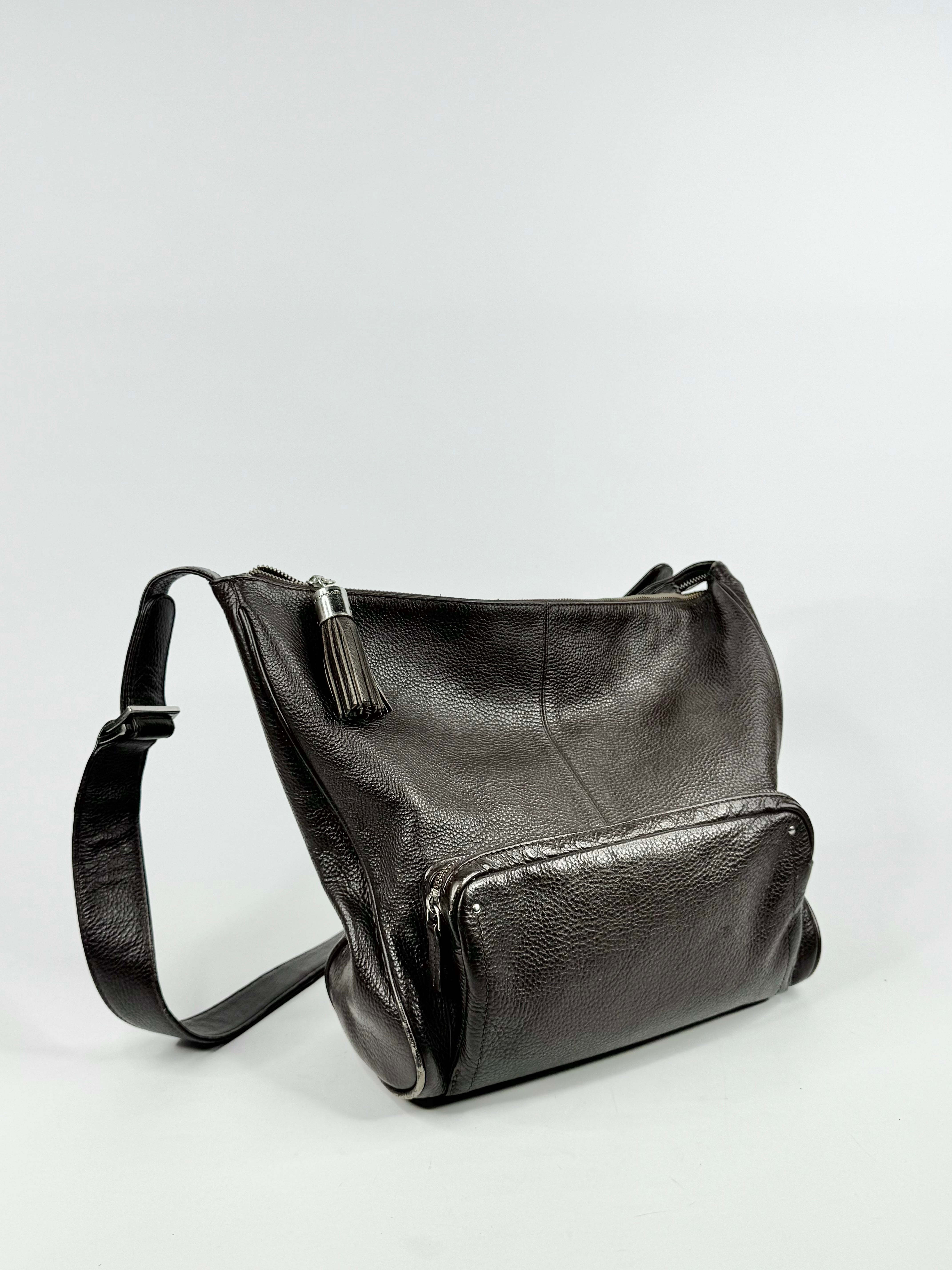 Le Tanneur Large Coffee Brown Grained Shoulder Bag