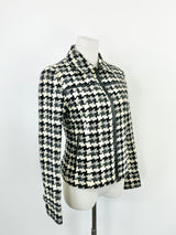 Fragile Black & Cream Wool Woven Houndstooth Pattern Jacket - AU8/10