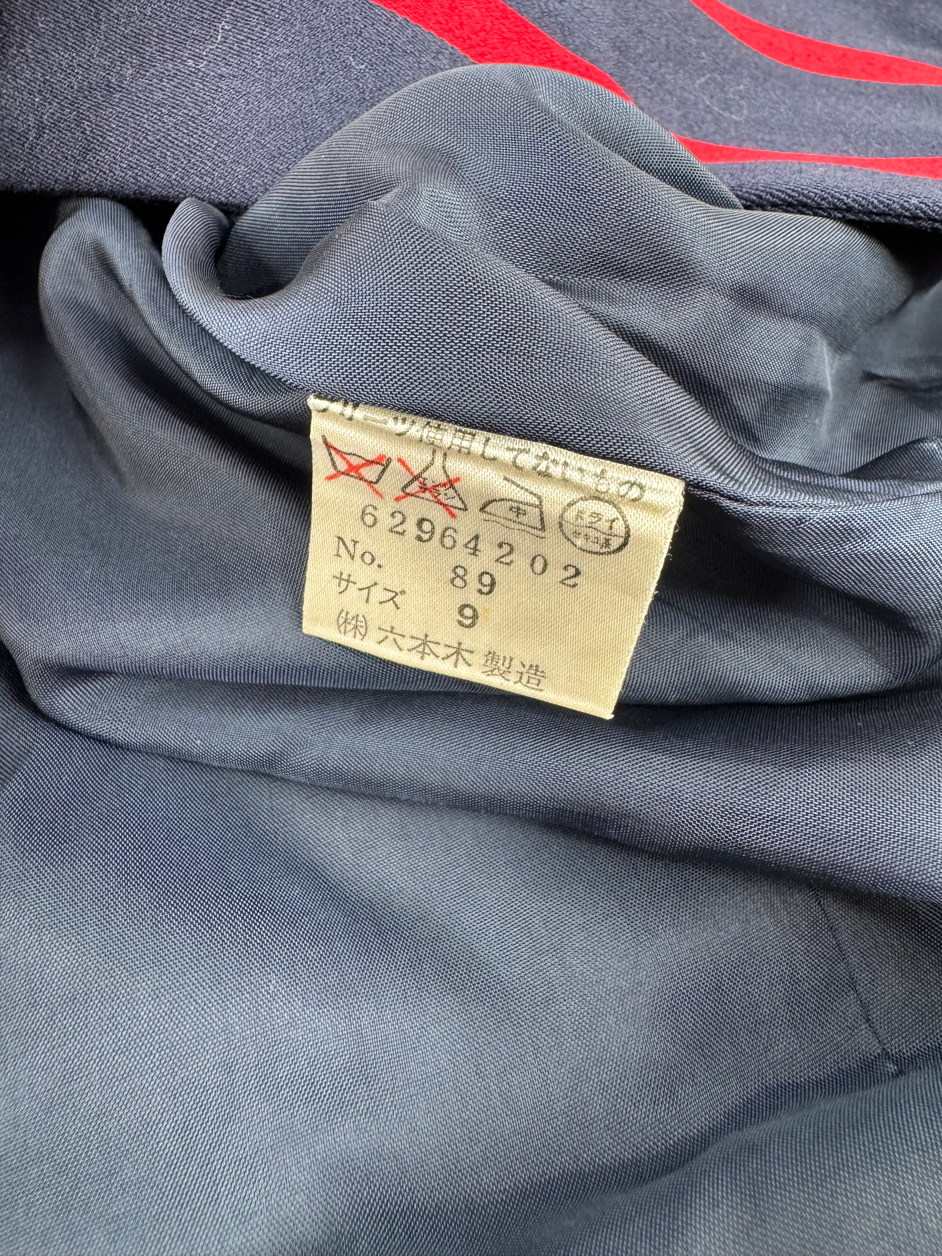 Navy & Crimson Striped Tailored Wool Blazer Dress - AU10/12