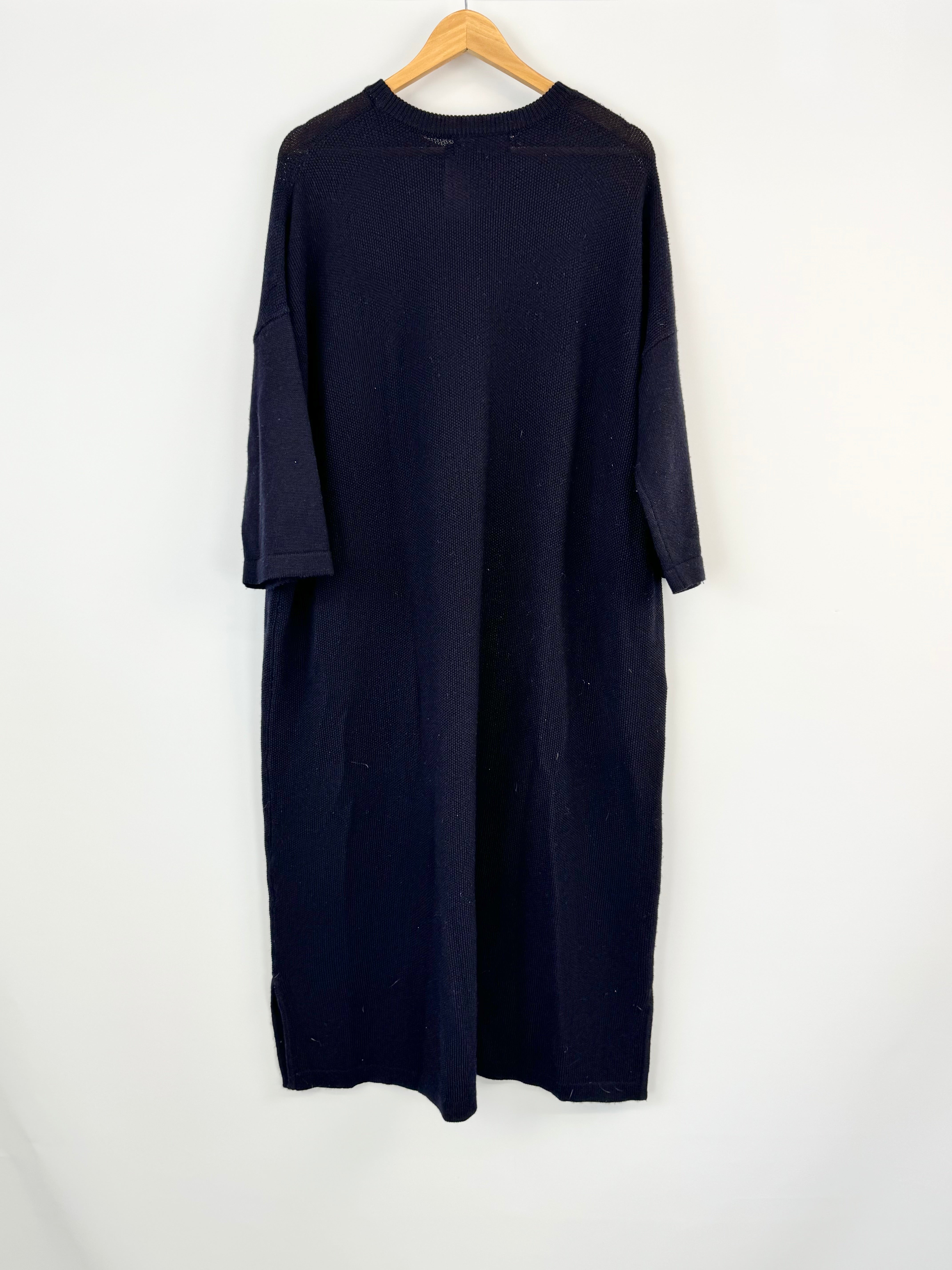 Alpha60 Black Merino Wool Long Dress - XS