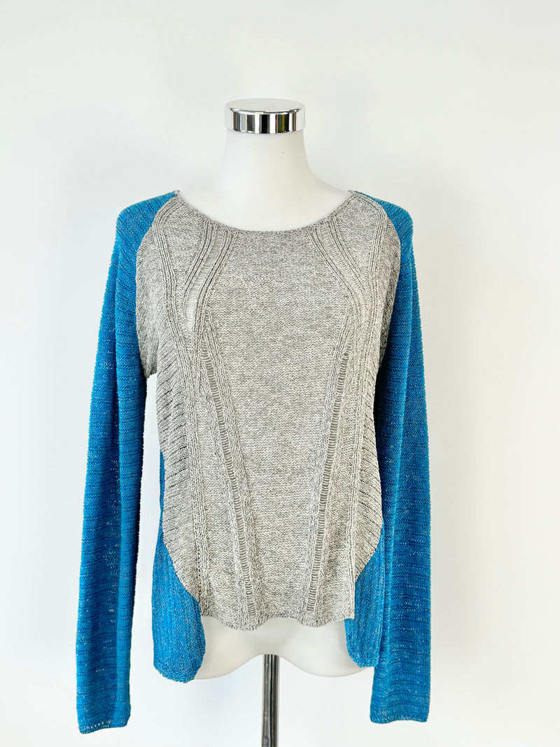 Helmut Lang Grey & Blue Contrast Jumper - AU8/10