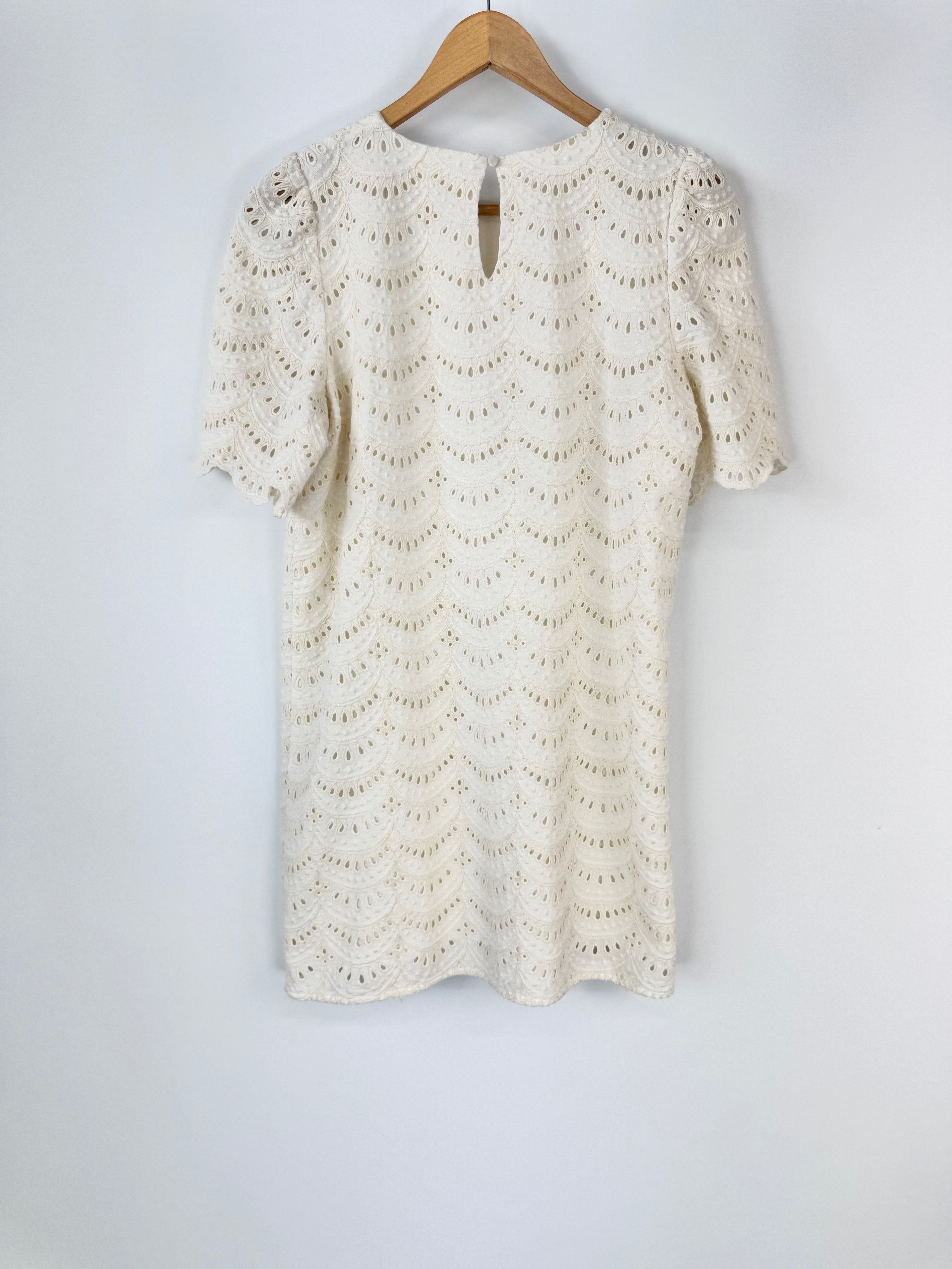 Sézane Crew Neck Lace Mini Dress - AU8/10