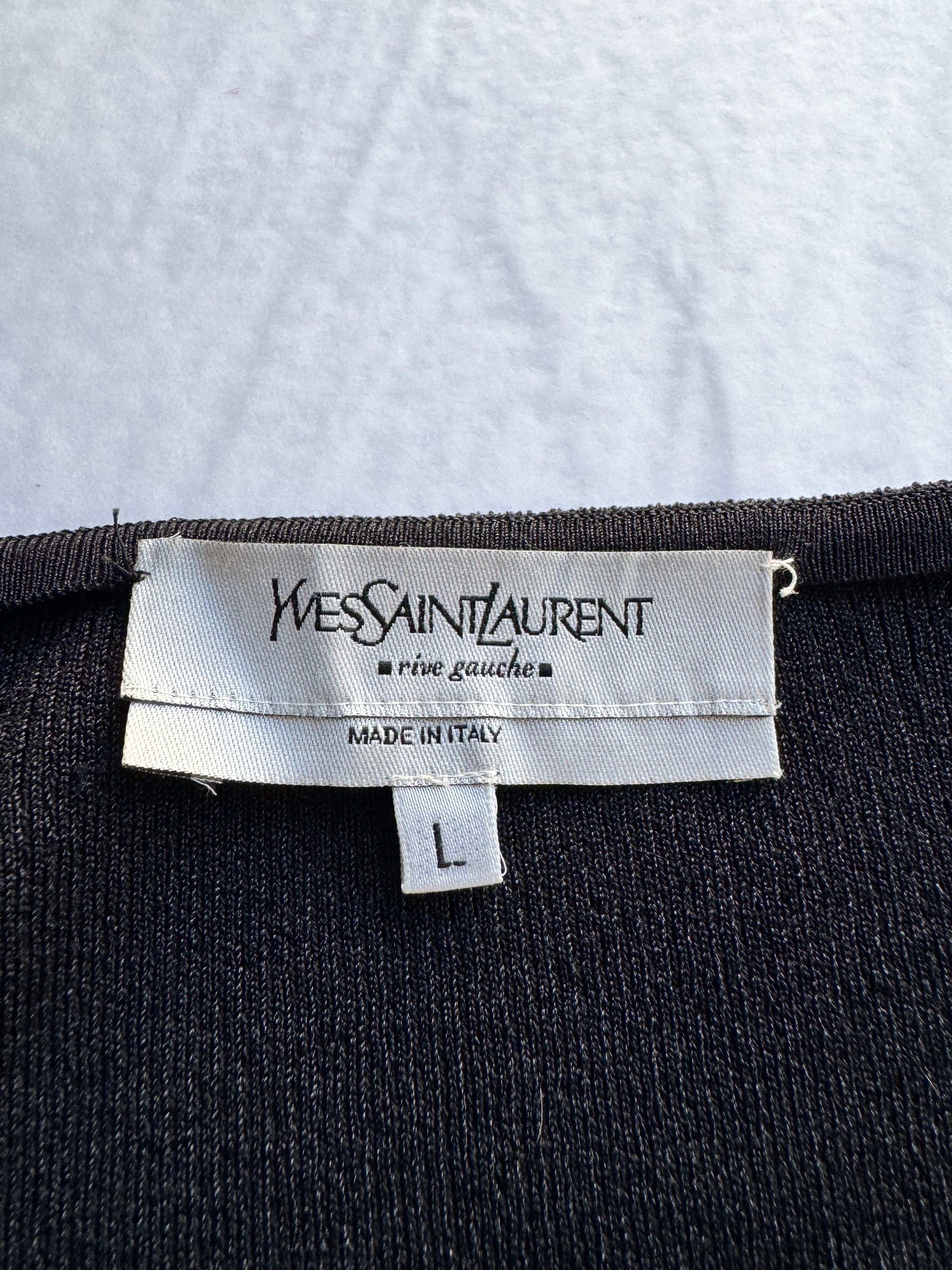 Vintage Yves Saint Laurent Rive Gauche Black Square Neck Long Sleeve Blouse - AU12