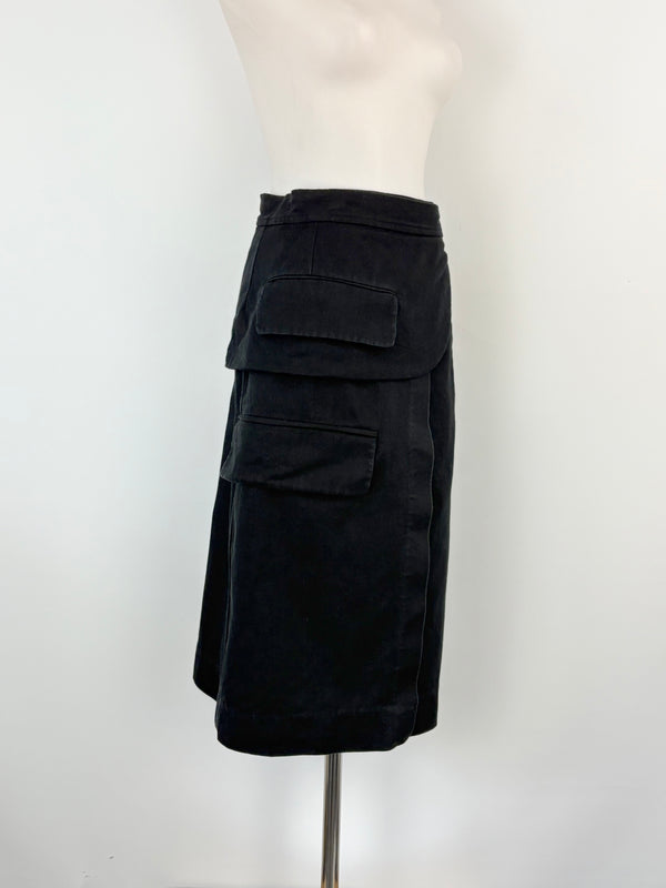 Oroton Black Denim Wrap Skirt - AU8