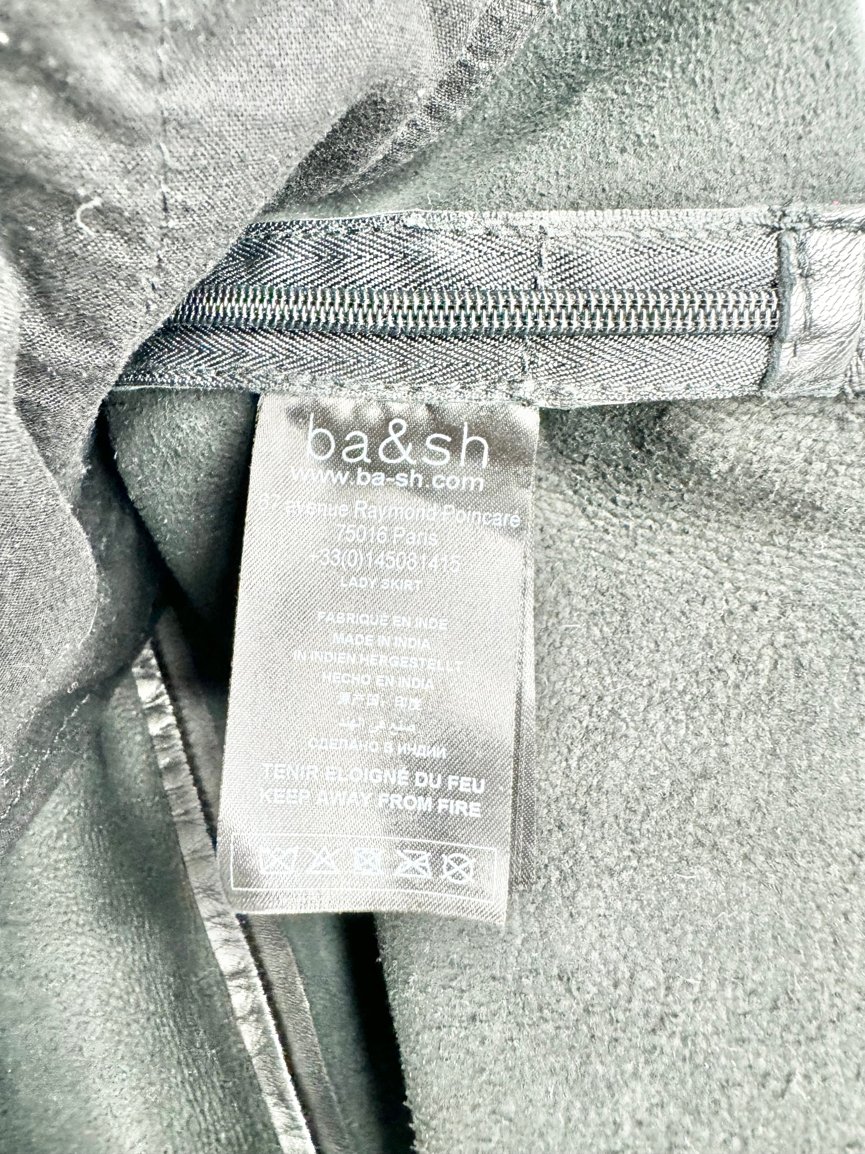 Ba&sh 'Phanie' Black Leather Wrap Skirt - AU10