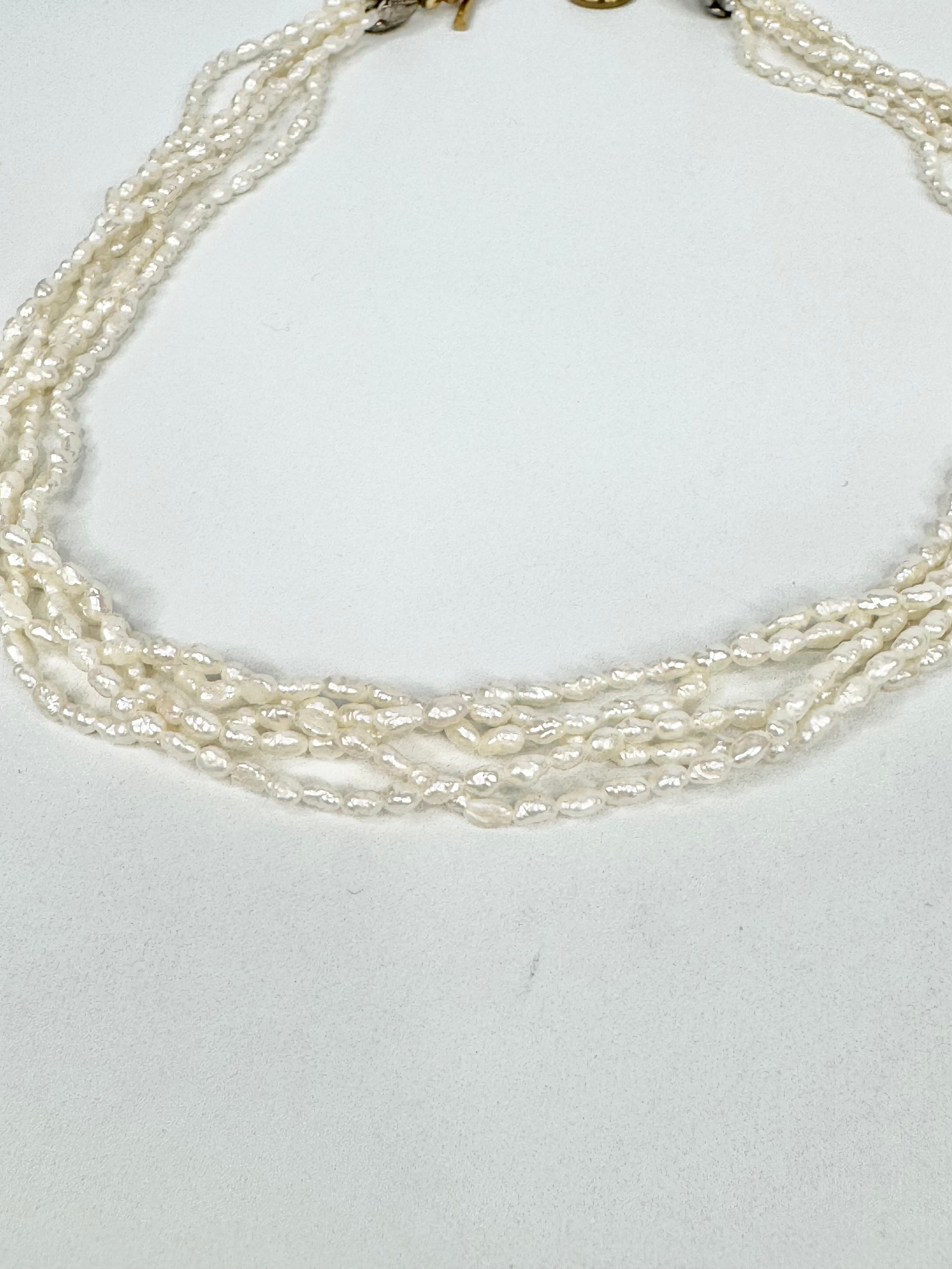 Vintage 5 Strand Freshwater Seed Pearl Necklace