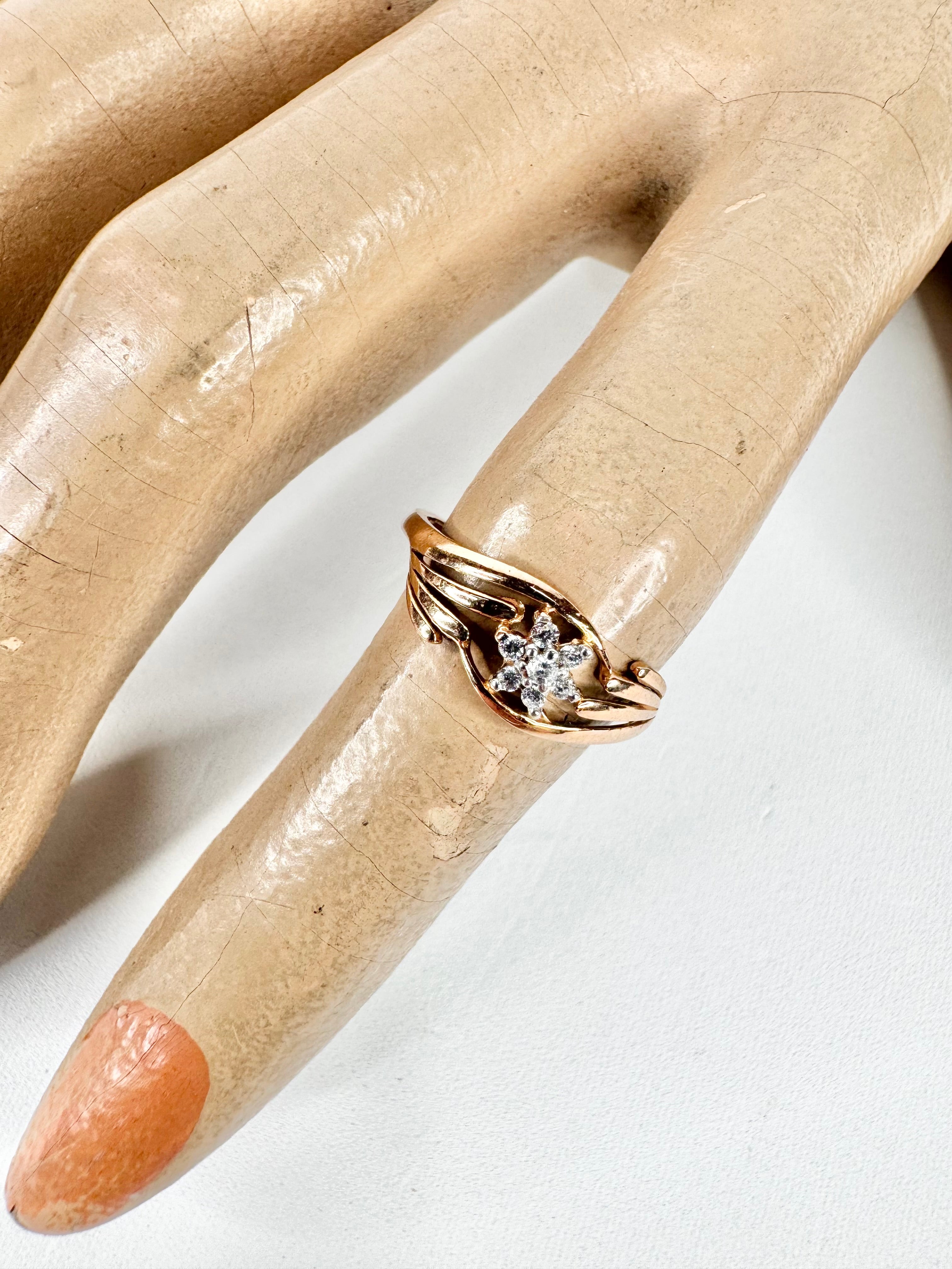 18ct Rose Gold & Cubic Zirconia Flower Ring