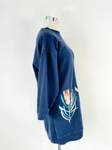 Dana Kinter x Gorman Navy Blue Botantical Embroidered Sweater Dress - AU14