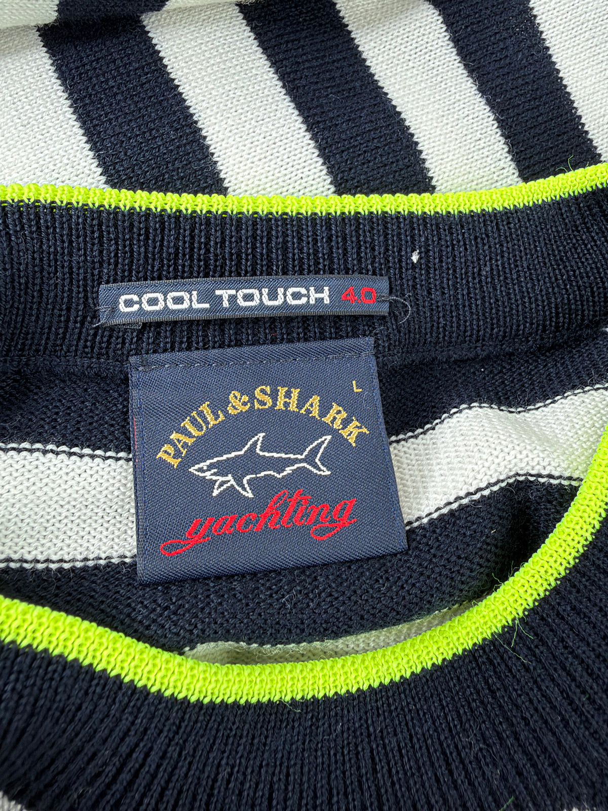 Paul & Shark Navy & White Rugby Stripe Fine Wool Sweater - L