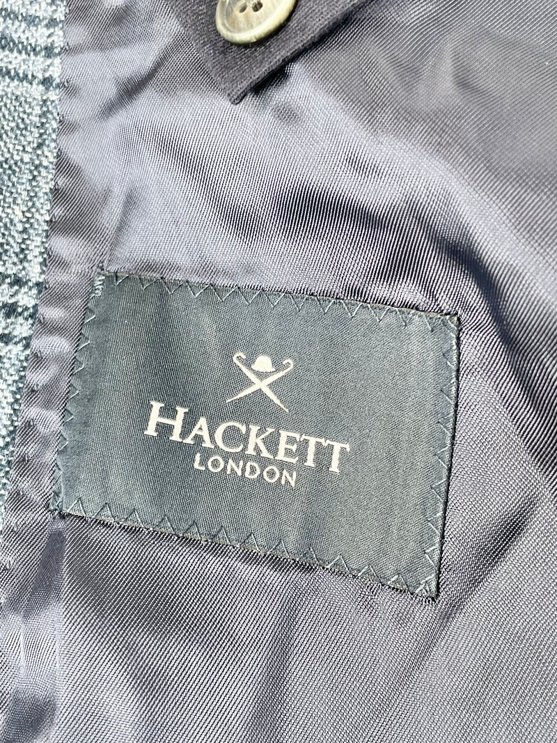 Hackett London Blue-Check Brushed Cotton Blazer - 42R