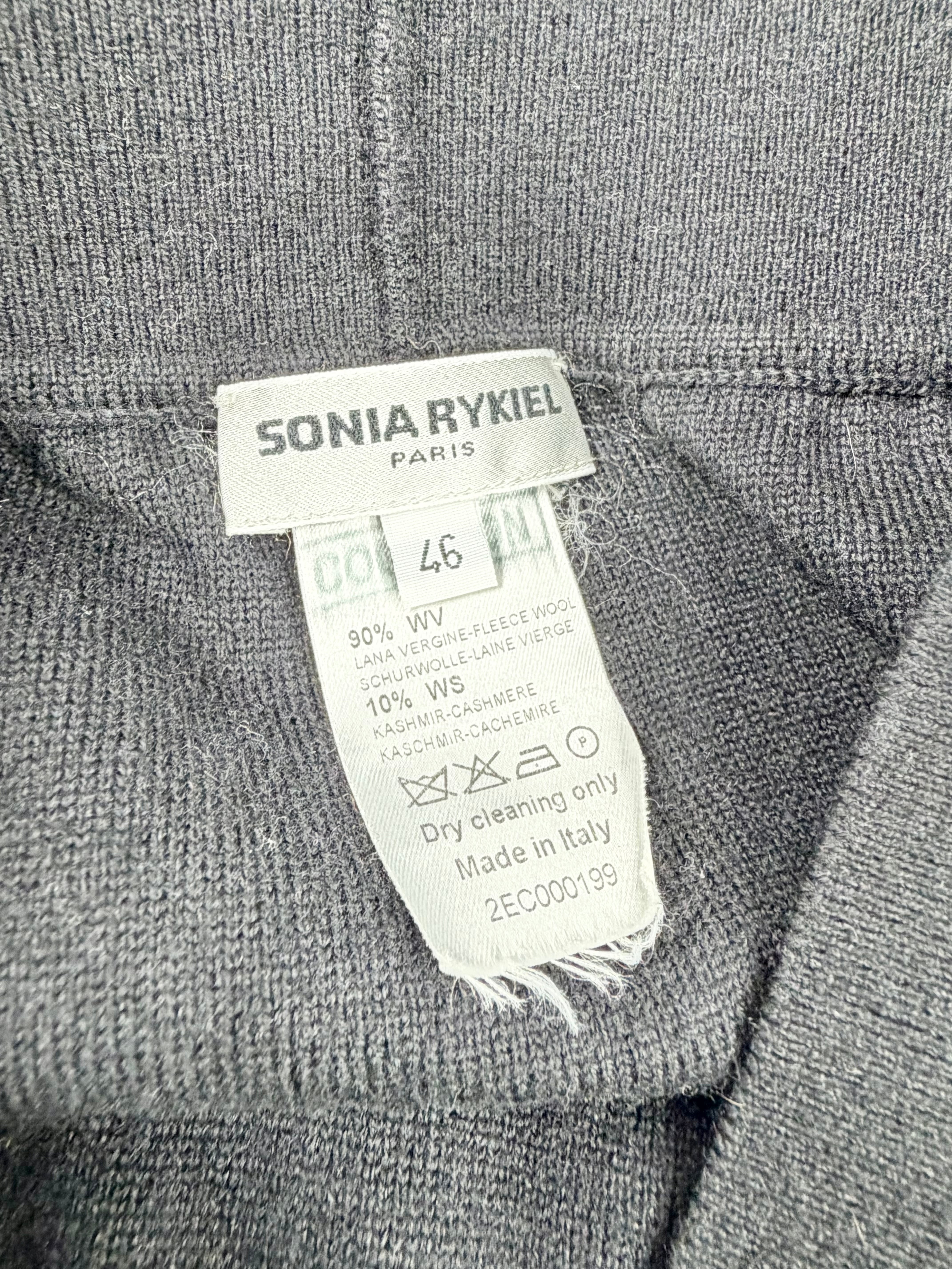 Sonia Rykiel Black Wool & Cashmere Button Embellished Skirt - AU16/18