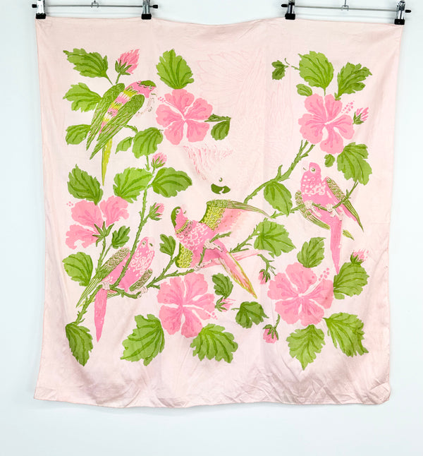 Vintage Blossom Pink Parrot Pattern Square Scarf