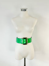 GF Ferre Jade Green Patent Leather Belt - S/M