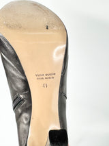 Stefano Stefani Black & Green Felt Chain Ankle Boots - EU41
