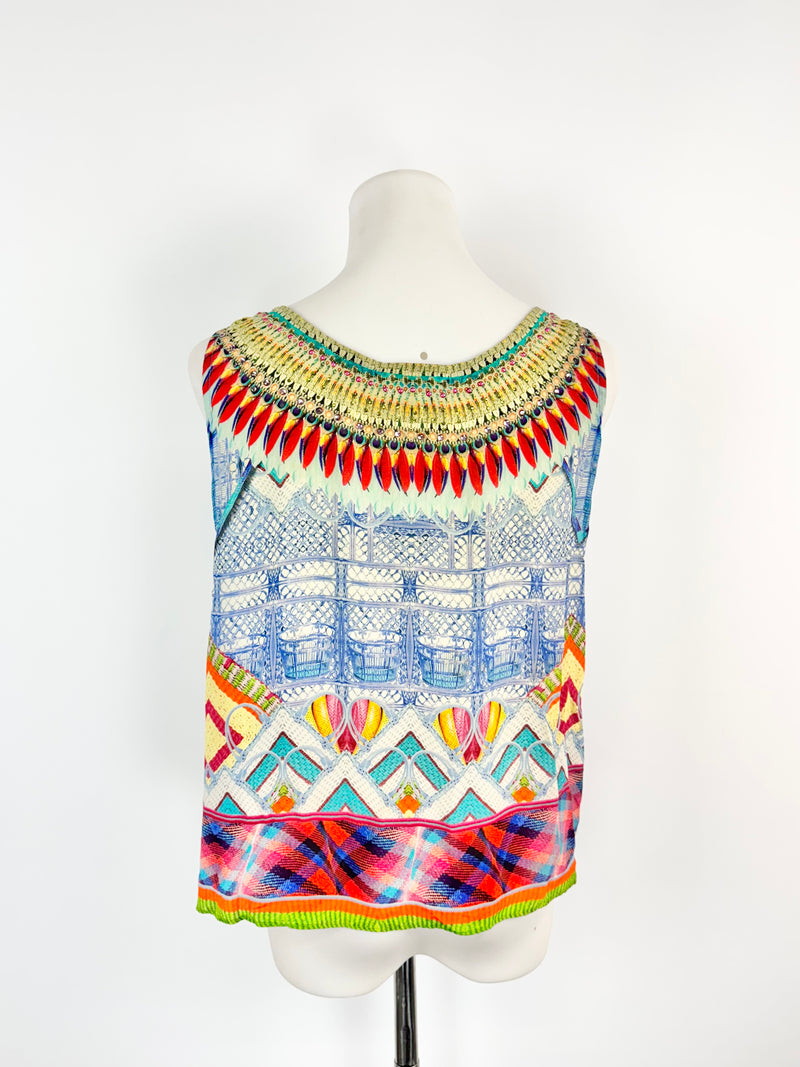 Camilla Mulitcoloured Jeweled Crop Vest - AU10