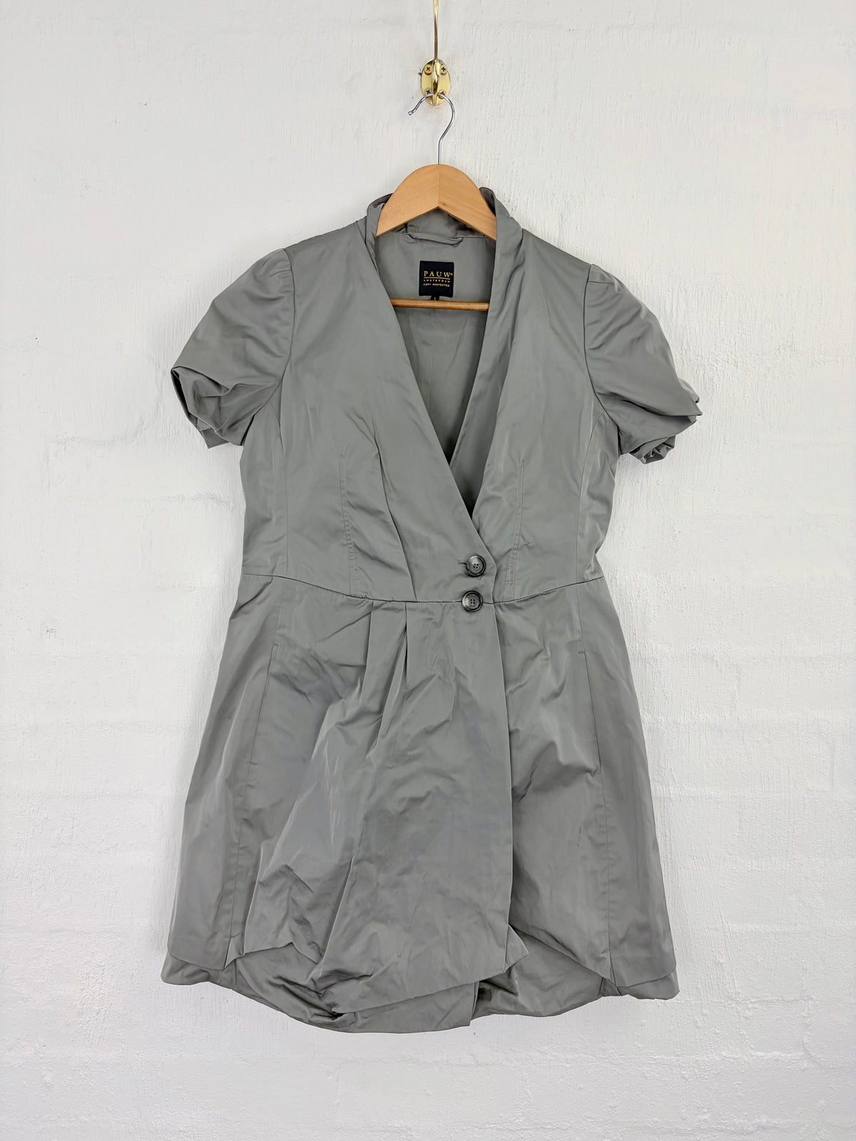 Pauw Amsterdamn Rain Cloud Grey Satin Wrap Dress - AU8/10