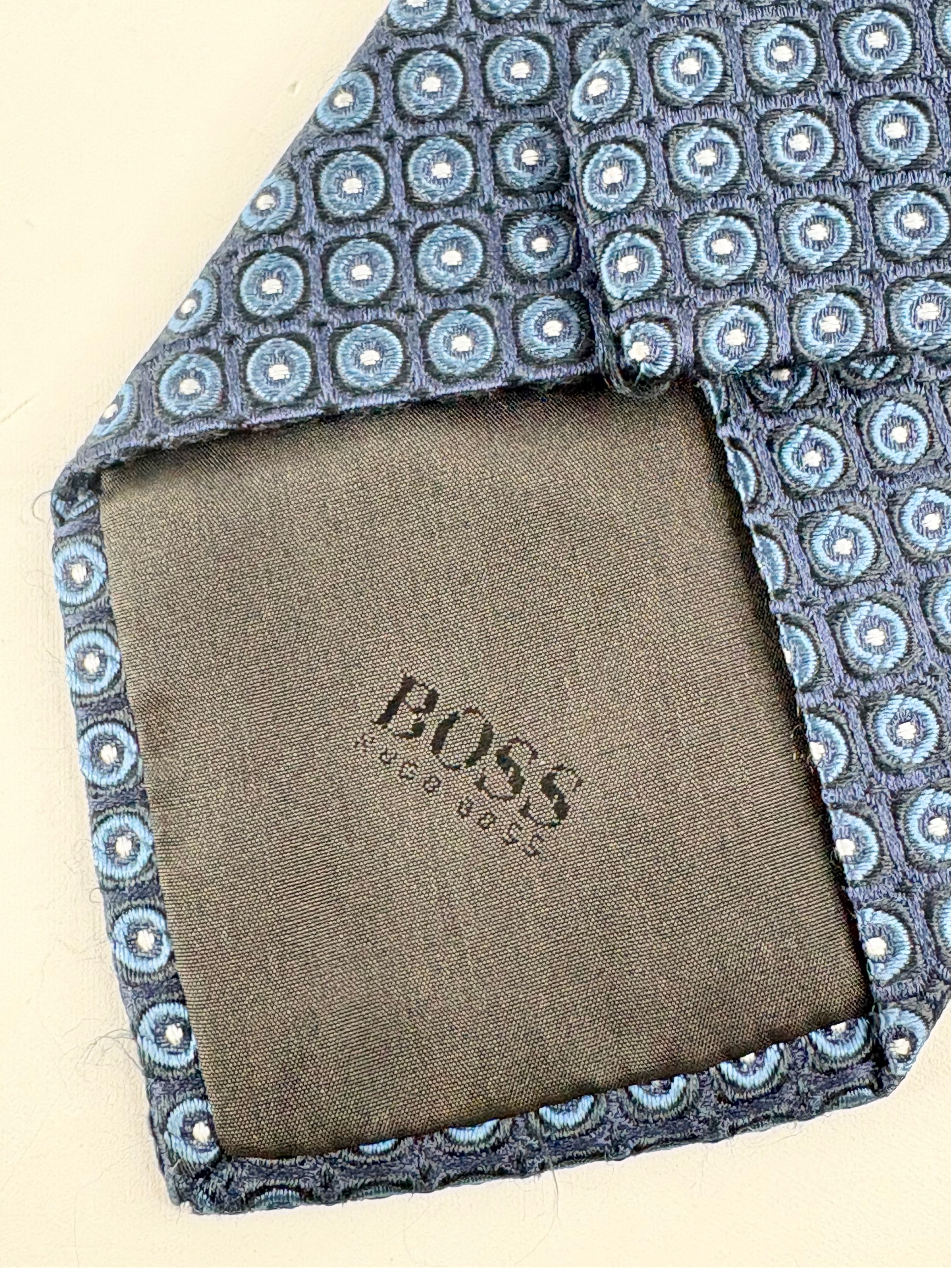 Boss Hugo Boss Navy Blue Silk Target Pattern Tie