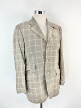 Etro Milano Grey & Blue Plaid Blue Cashmere Blazer - 50