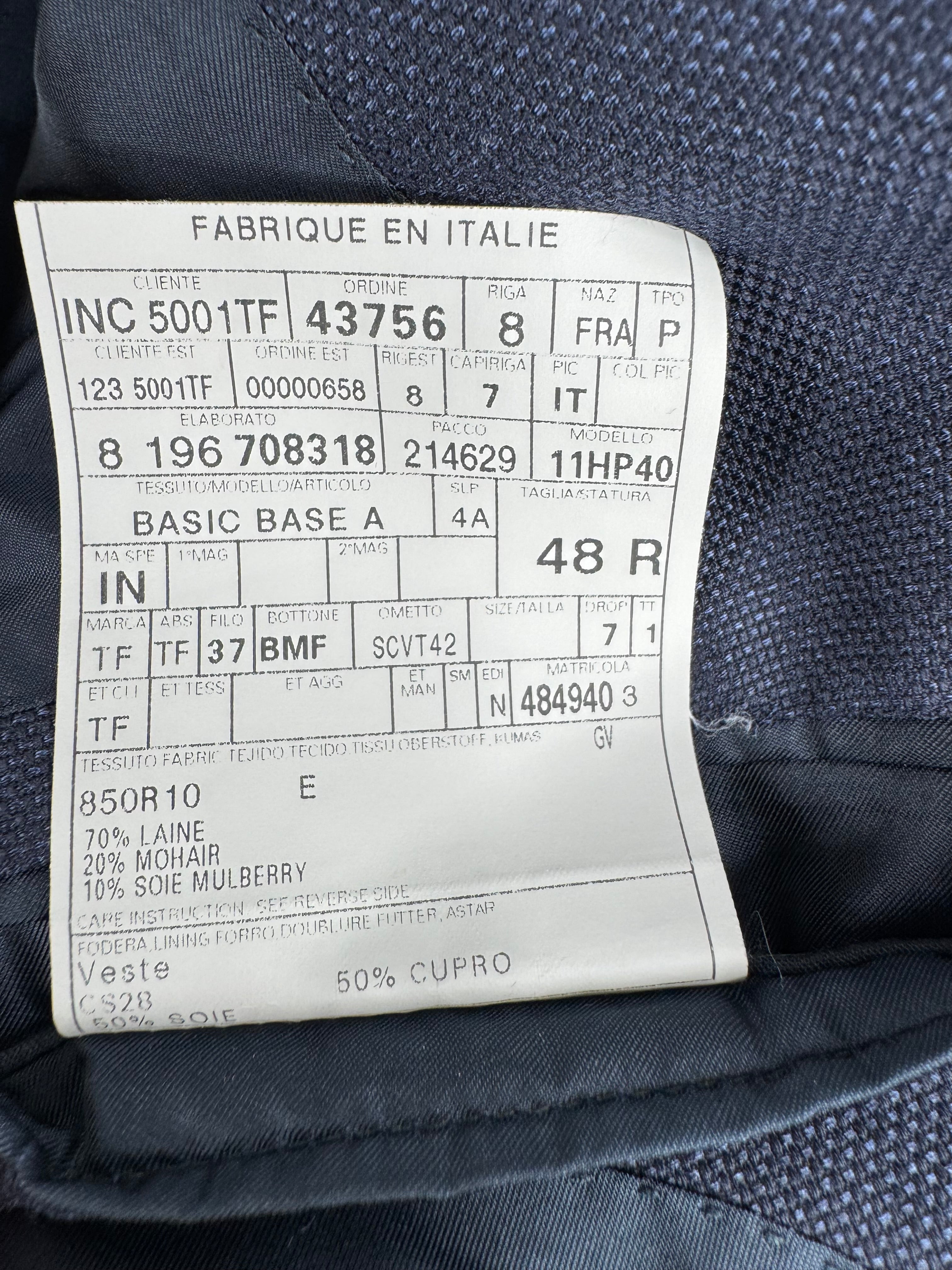 Tom Ford Single Breasted Indigo Wool, Mohair & Silk Blazer - 48R
