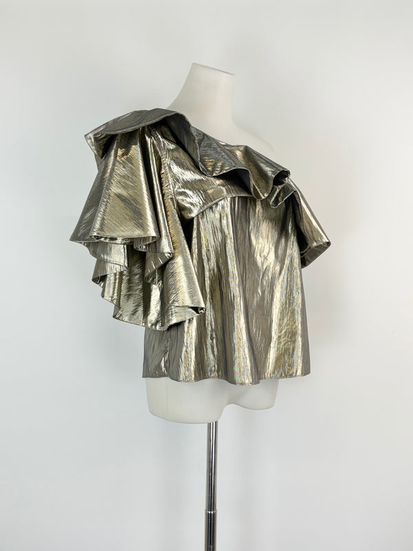 Sass & Bide Metallic Gold 'Night At The Ritz' Off-Shoulder Top - AU8