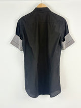 Acne Black Silk-Blend 'Line Ribbon' Short Sleeve Shirt - AU8/10