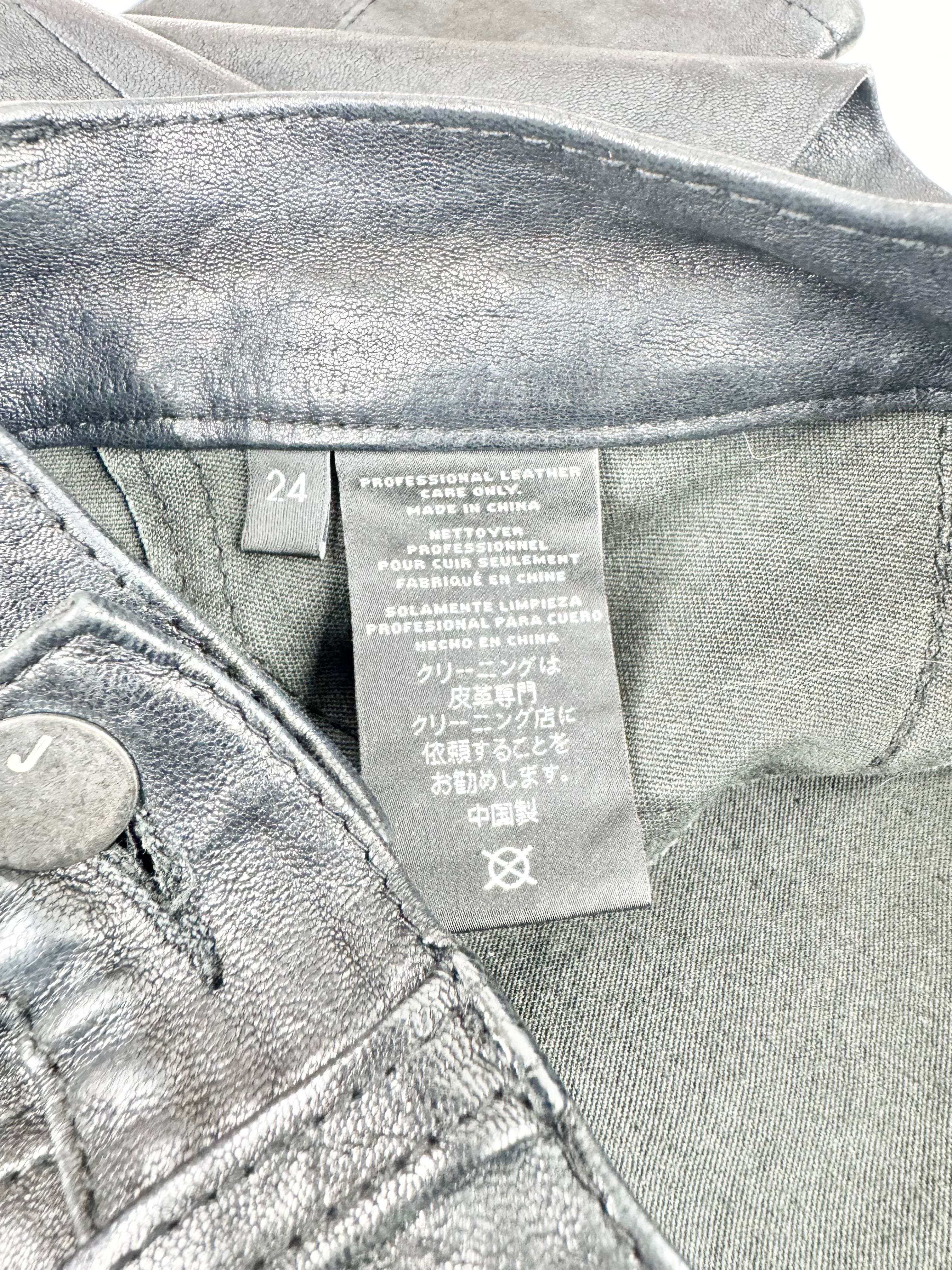 J Brand Black Leather Skinny-Leg Pants - AU6/8