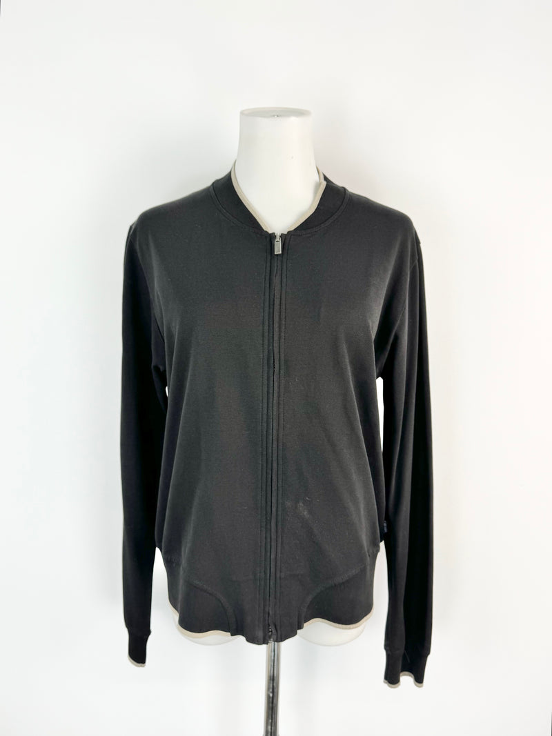 Kenzo Homme Black Cream Contrast Zippered Cardigan - XS