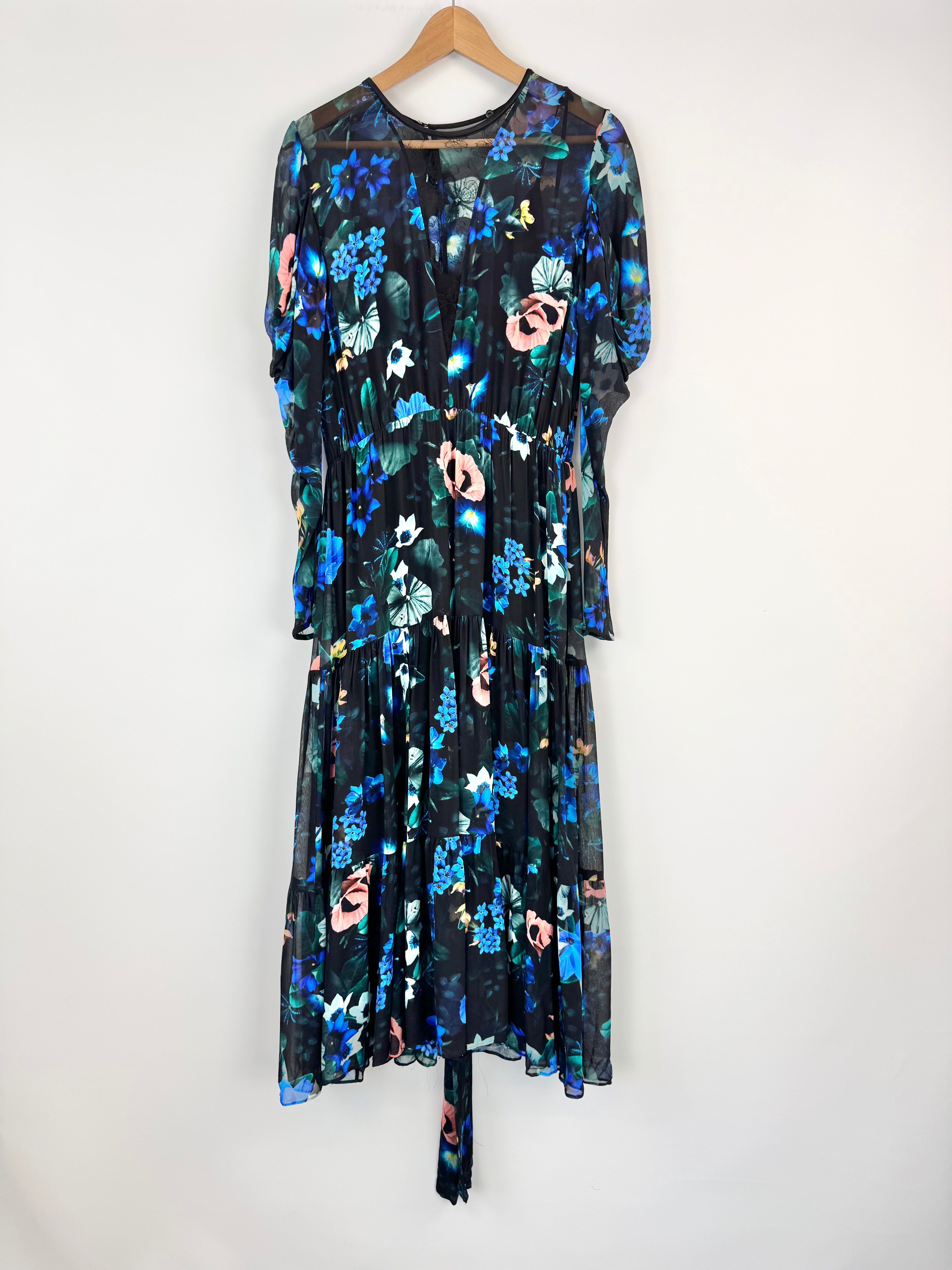 Ginger & Smart Black & Blue Floral Pattern Maxi Dress - AU10