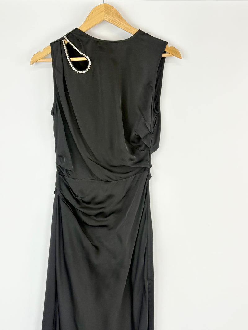 Rachel Gilbert Black Diamante-Encrusted Shoulder Gown - AU6