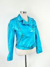 Black Milk Aqua Holographic Biker Jacket - AU12