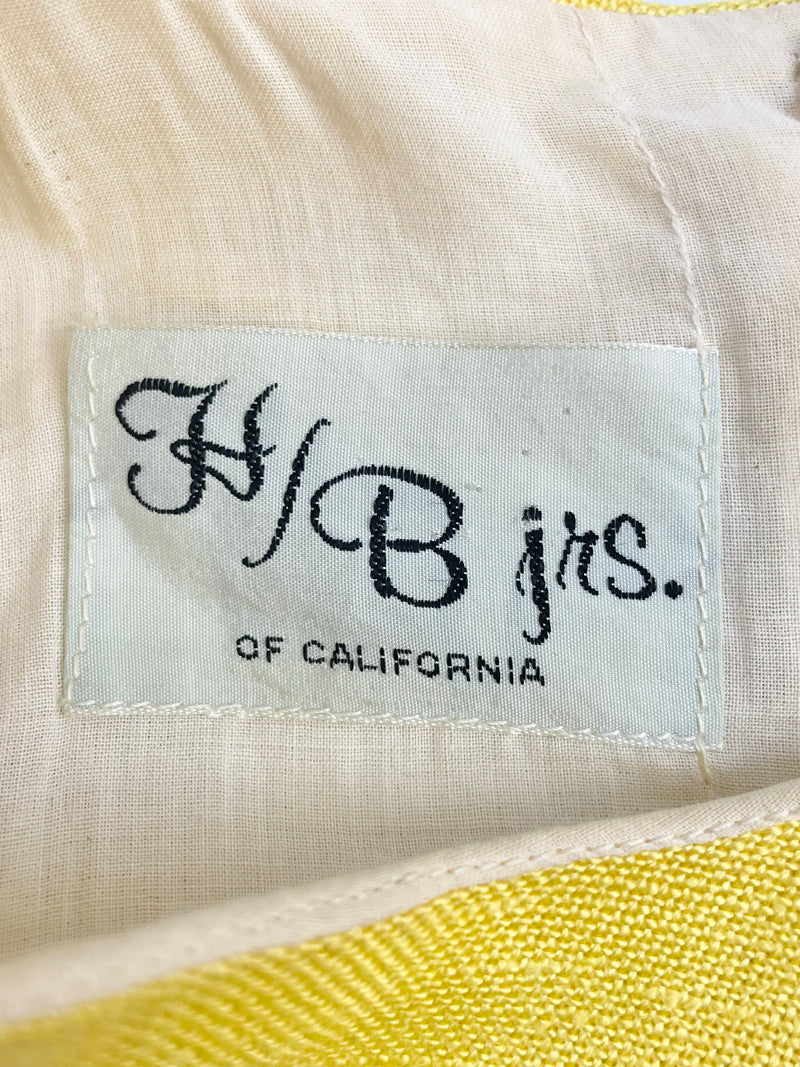 Vintage H/B Jrs. of California Cream & Yellow Trim Midi Dress - AU8