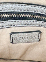 Oroton Metallic Silver Leather Clutch Bag