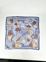 Fendi Foulard Blue Silk Handbag Print Square Scarf