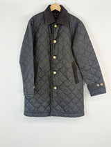 Lavenham Black Quilted & Corduroy Contrast Coat - AU10