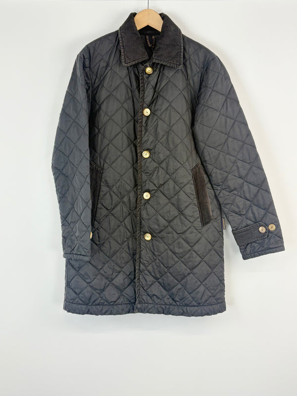 Lavenham Black Quilted & Corduroy Contrast Coat - AU10