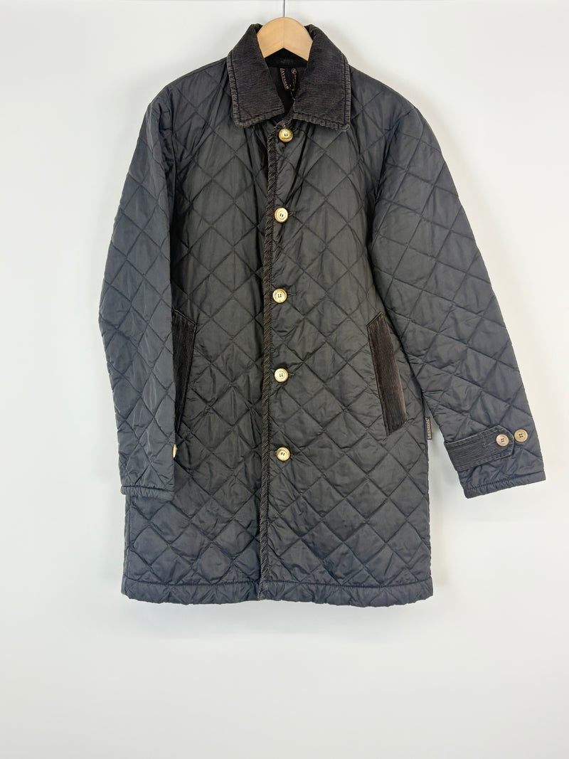 Lavenham Black Quilted & Corduroy Contrast Coat - AU10