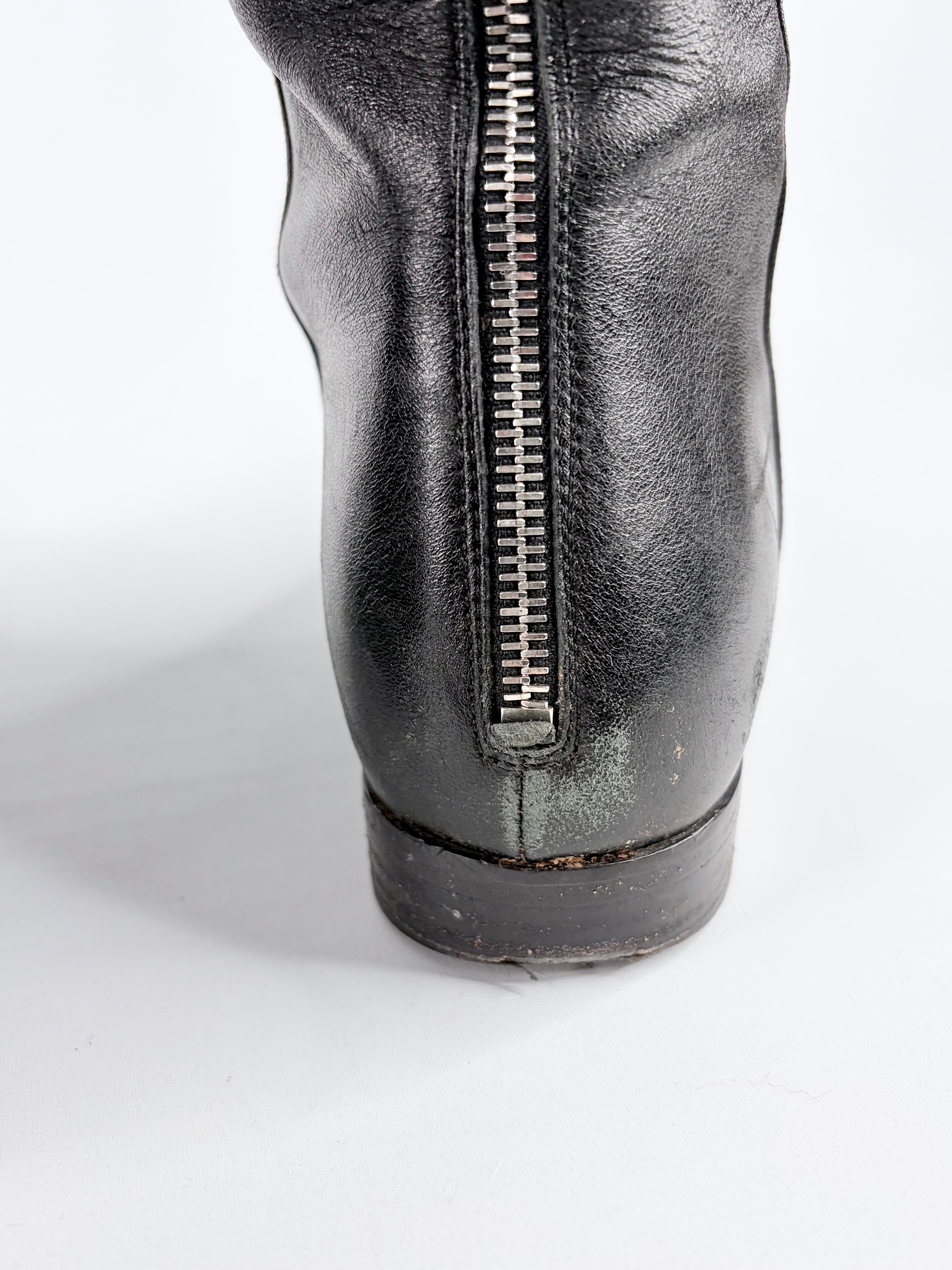 Prada Black Leather Thigh High Riding Boots - EU38