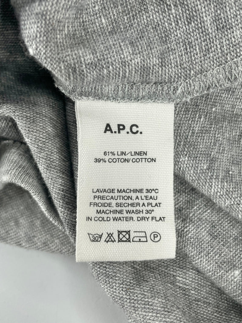 A.P.C. Rue Madame Paris Stone Grey Linen Blend Shift Dress - L