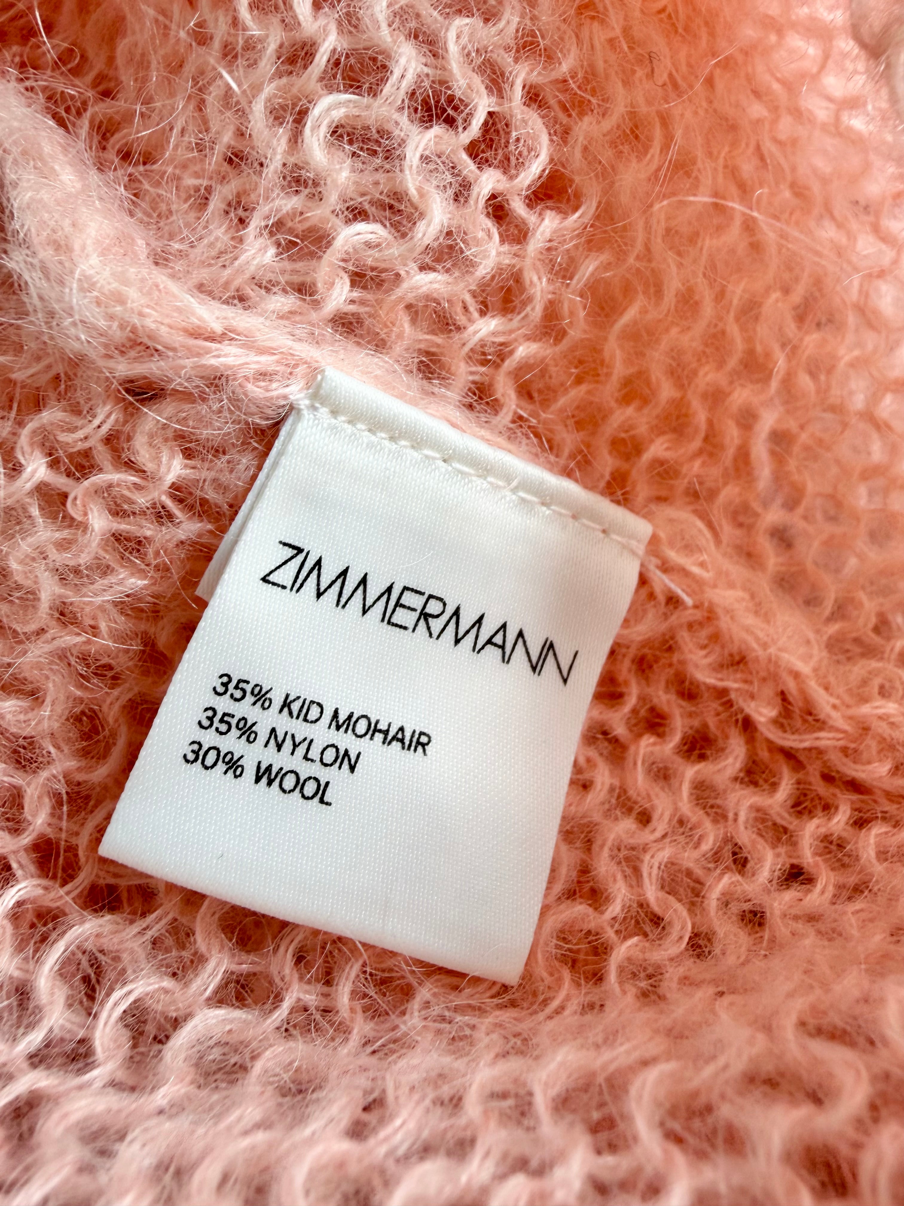 Zimmermann Pastel Peach Loose Knit Kid Mohair & Wool Blend Jumper - AU8/10