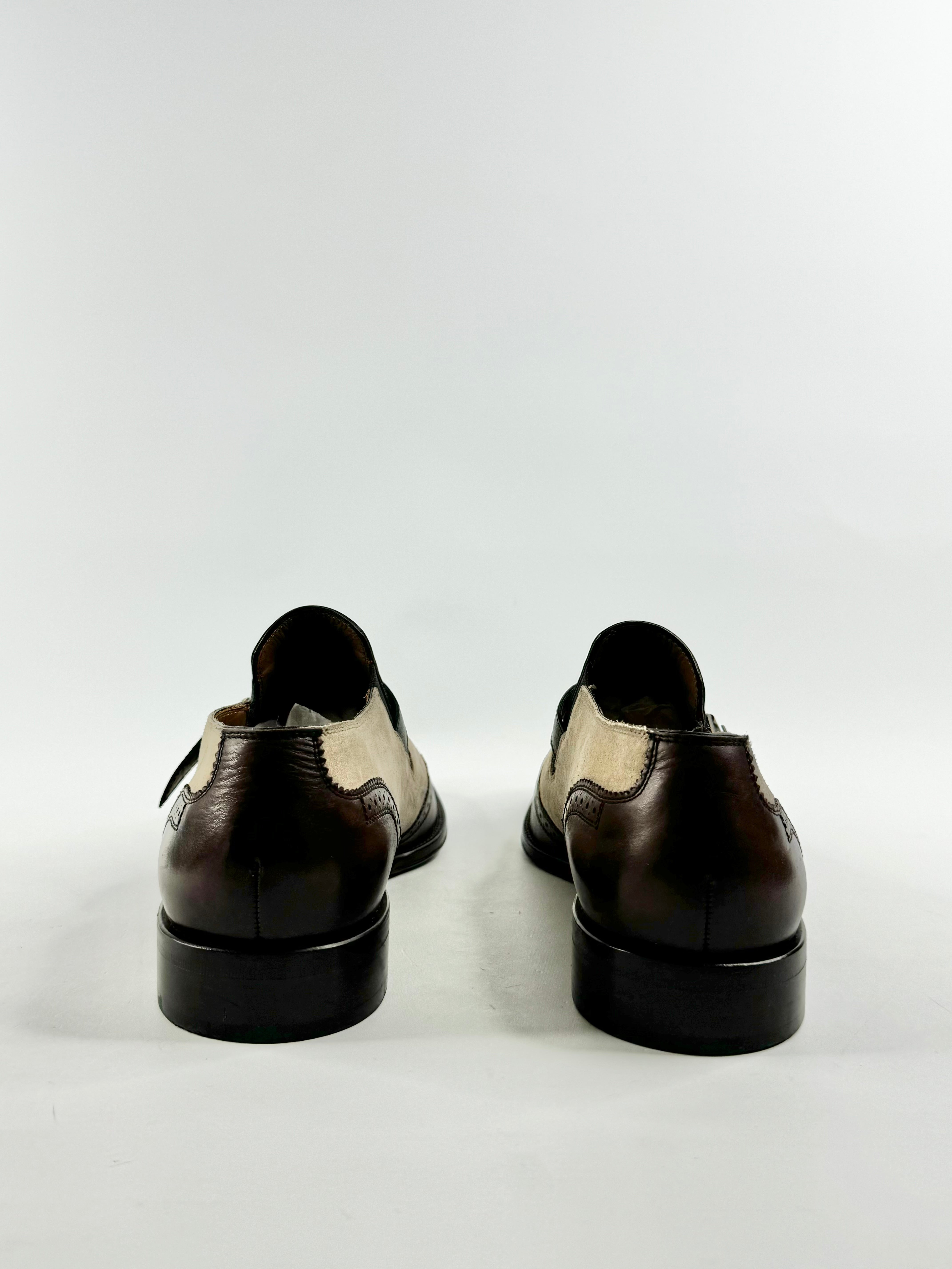 Bally Deep Mahogany & Sand Beige & Leather Brogue Loafers - US11
