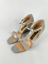 Ombeline Metallic Silver Leather Wedges - EU37.5