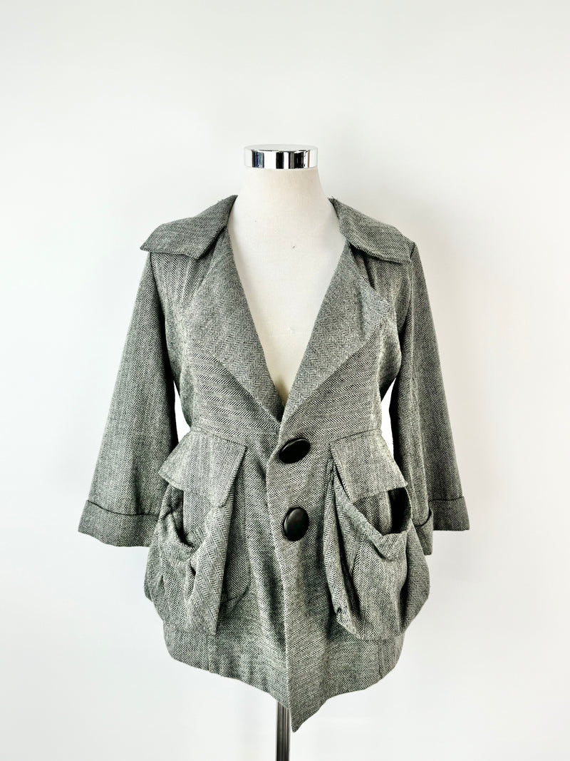 Petrena Grey Herringbone Jacket - AU14