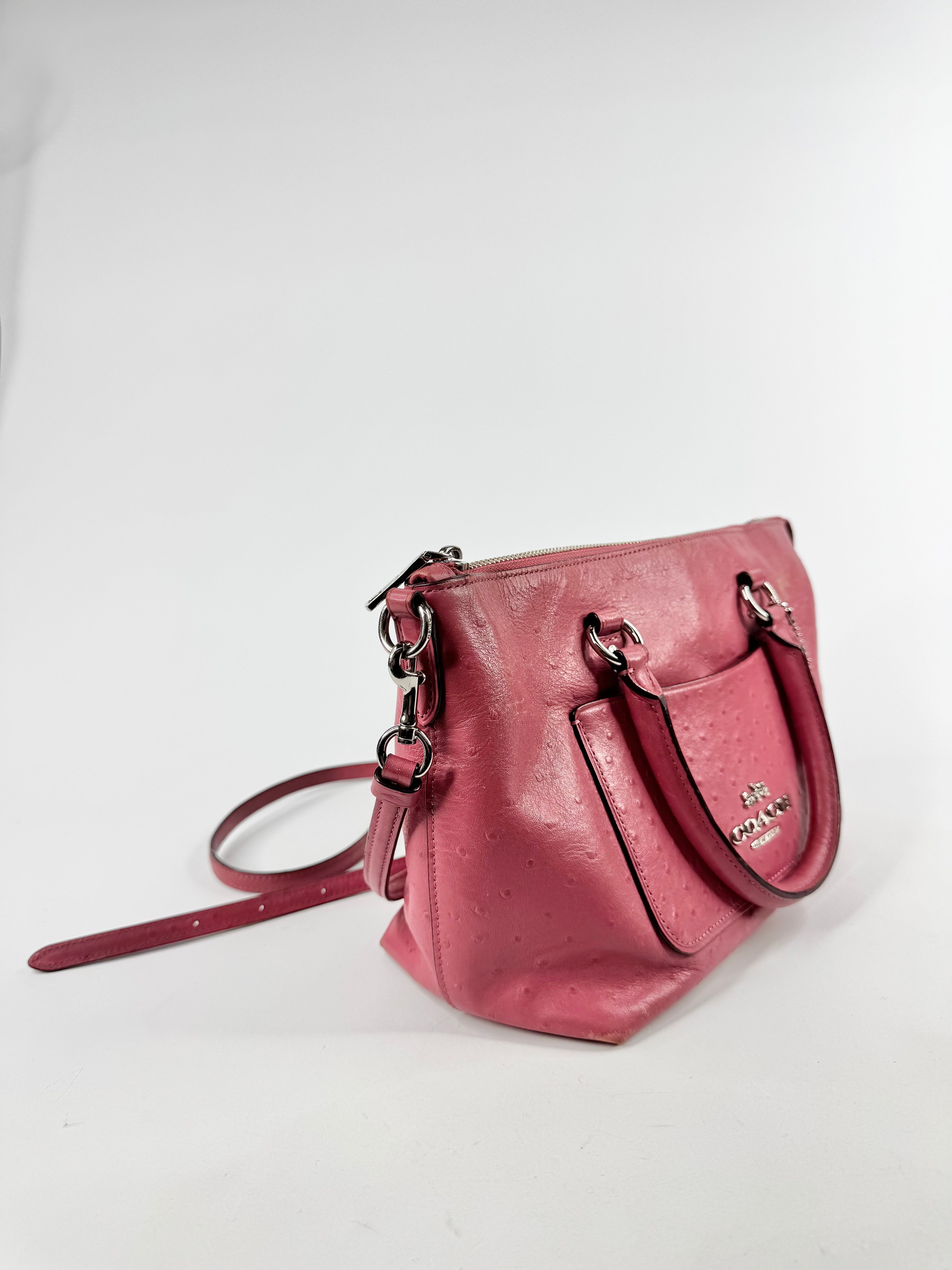 Coach 'Emma' Thulian Pink Faux Ostrich Satchel Bag