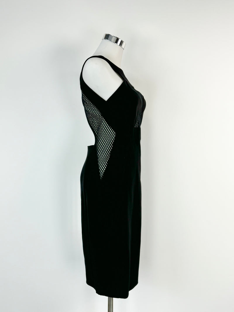 Gucci 2009 Black Mesh Panel Midi Dress - AU10