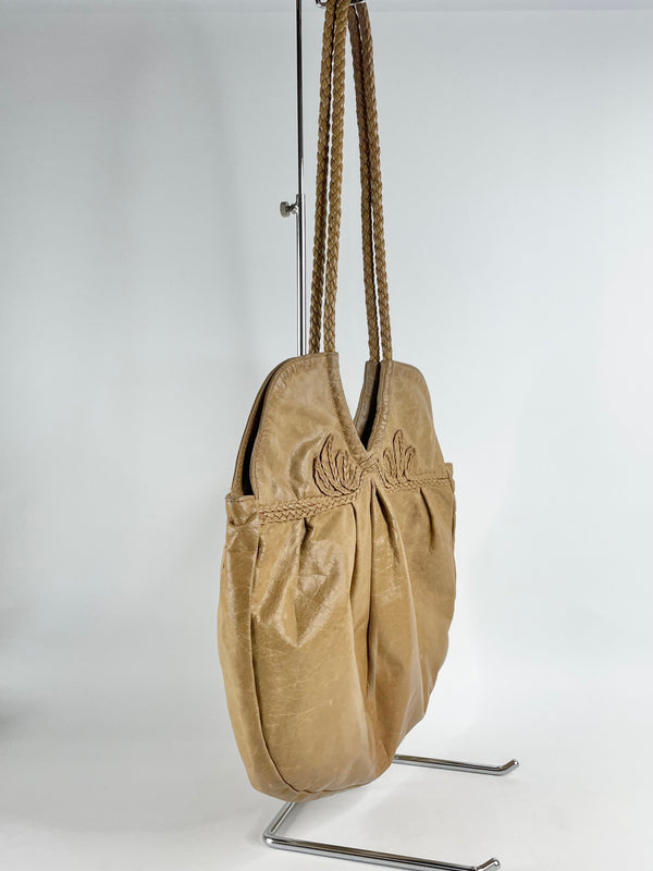 Elise Caarels Tan Leather Braided Shoulder Bag