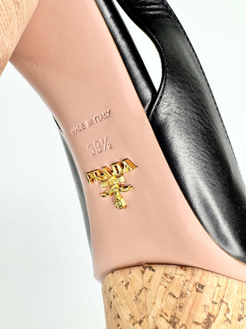 Prada Black Peep Top Platform Pumps - EU39.5