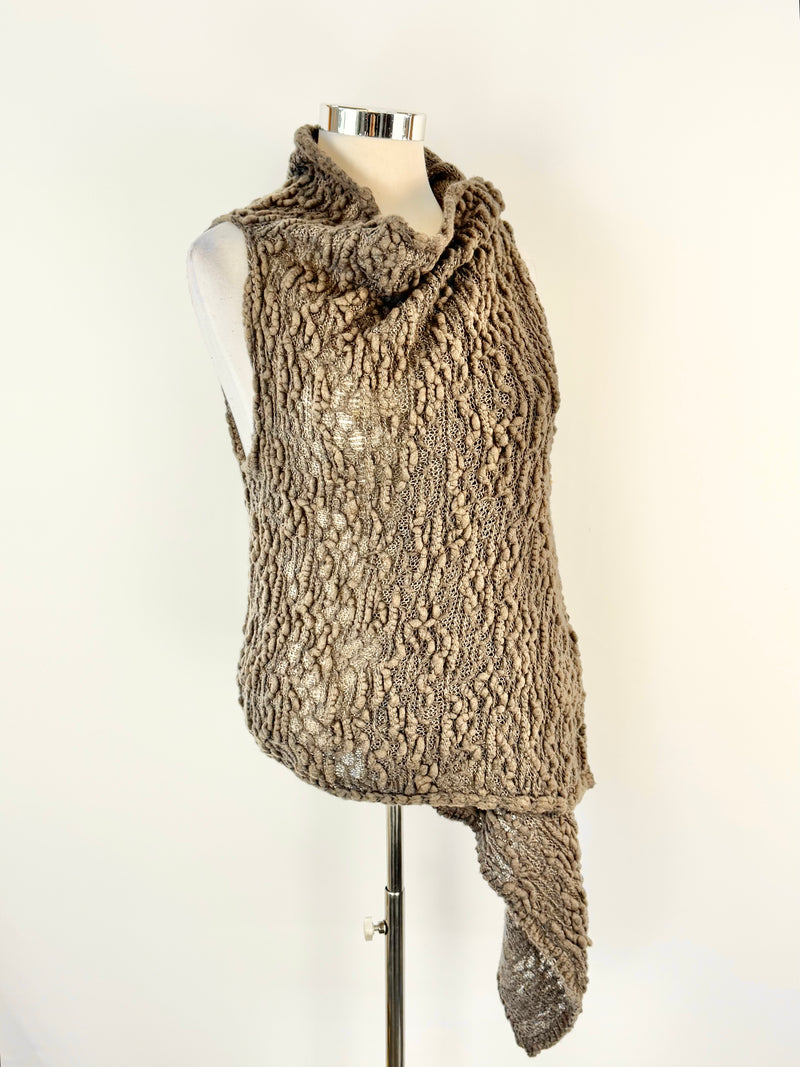 Sara Pacini Ash Grey Textured Knit Vest - AU8/10/12